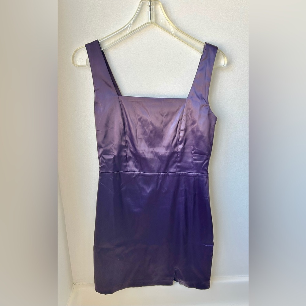 Francesca's Purple Plum Satin Midi Dress NWT. Sz S